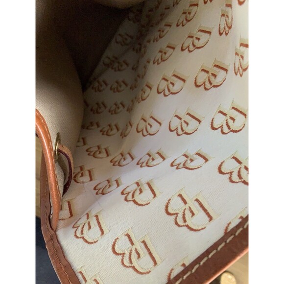 Dooney & Bourke Letter Logo Monogram Tote Bag Leather Canvas Beige - Picture 10 of 16